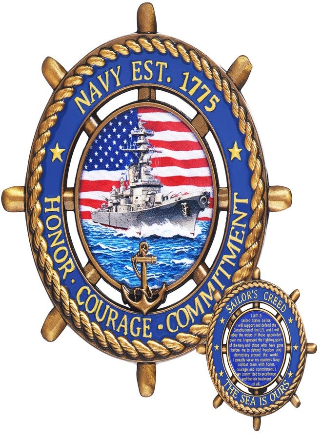 LParkin U.S. Navy Challenge Coin with Sailor's Creed, 2.36 Inch Double-Sided US Navy Coin, Commemorative Military Gift for Veterans, Sailors, and Collectors - Image 1